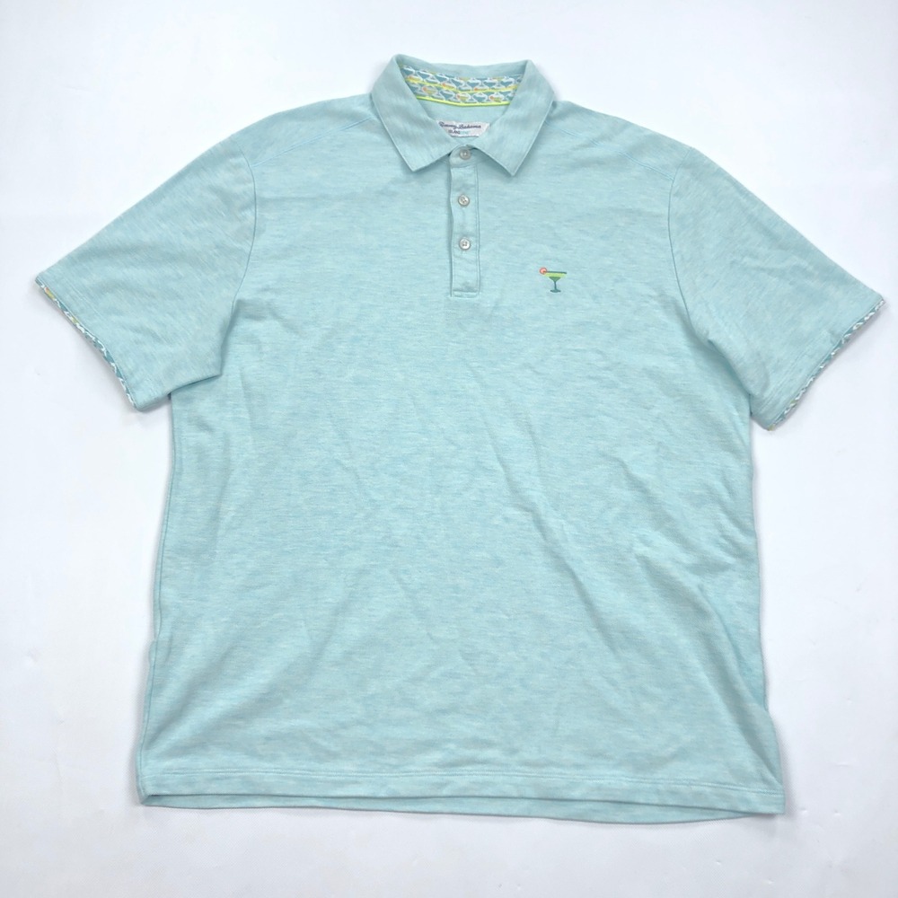 Tommy Bahama IslandZone Mens Large Blue Margarita Embroidered Polo Shirt